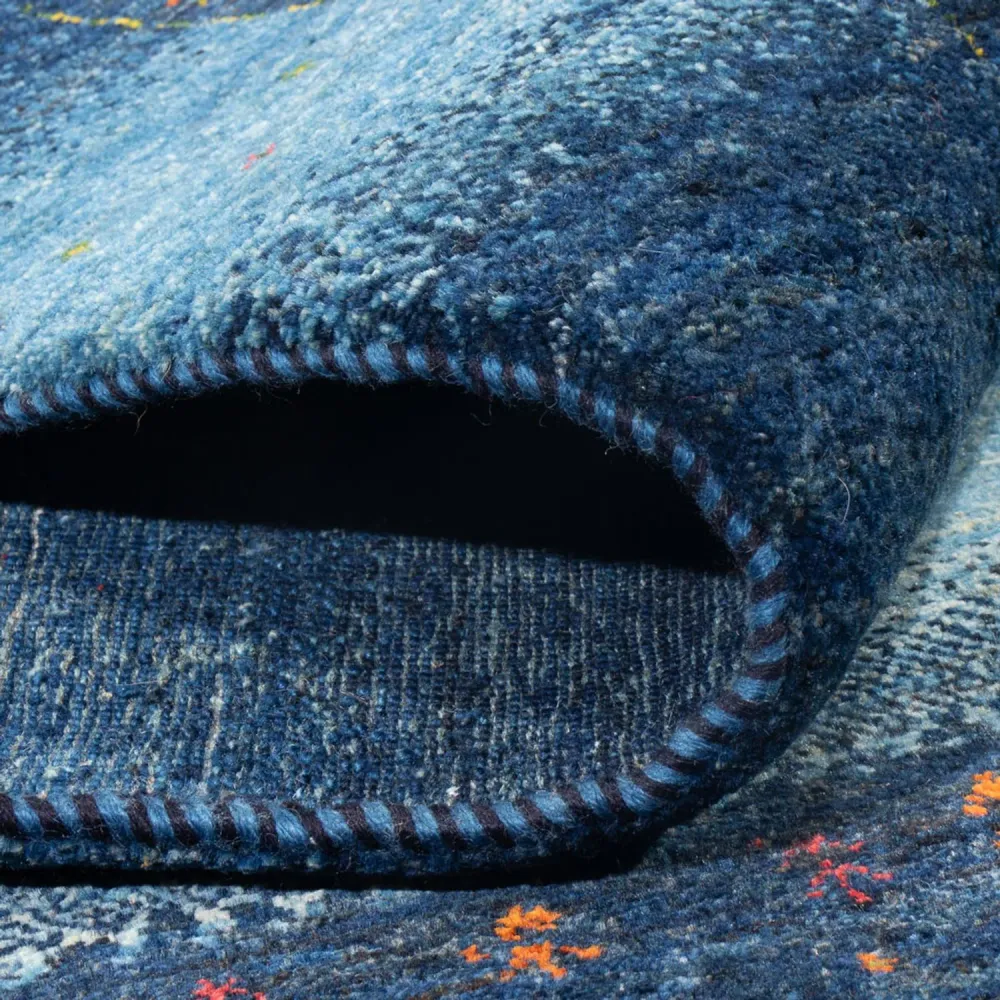 Tapete Gabbeh - Loribaft Persa - 216 x 183 cm - azul escuro
