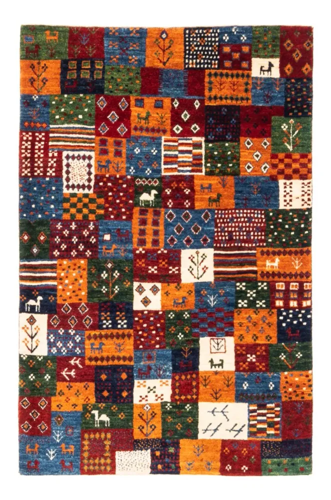 Tapete Gabbeh - Loribaft Persa - Real - 128 x 87 cm - multicolorido
