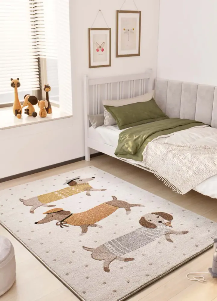 Tapete infantil cães salsicha Beats 40485 Branco