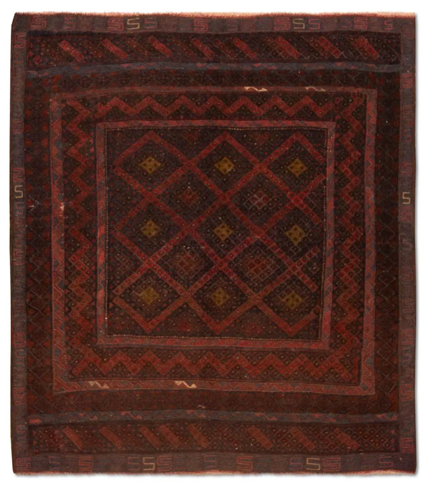 Tapete Kelim - Oriental - 139 x 118 cm - castanho