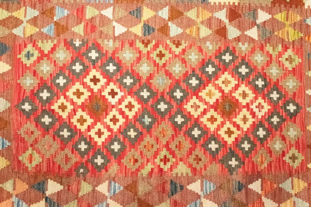 Tapete Kelim - Oriental - 145 x 101 cm - laranja