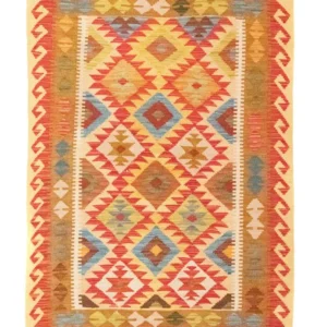 Tapete Kelim - Oriental - 147 x 105 cm - laranja