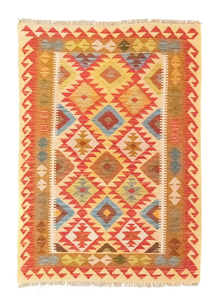Tapete Kelim - Oriental - 147 x 105 cm - laranja