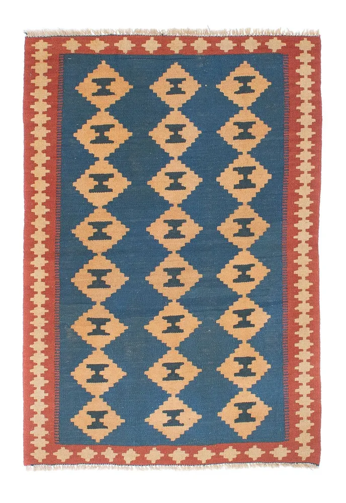 Tapete Kelim - Oriental - 149 x 98 cm - azul