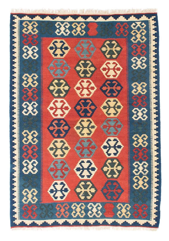 Tapete Kelim - Oriental - 152 x 106 cm - vermelho