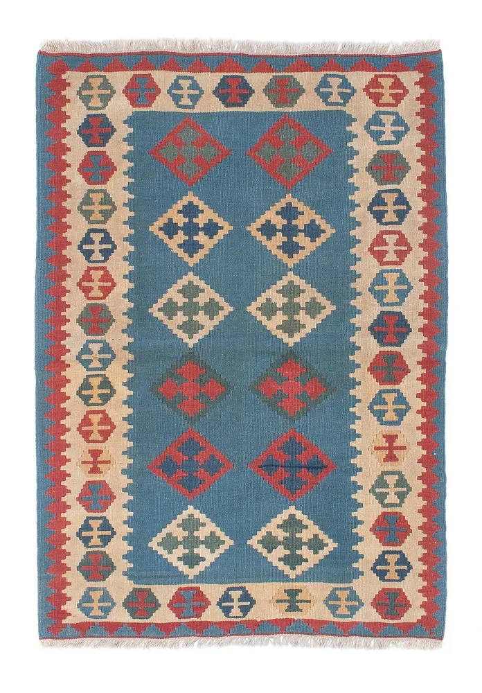 Tapete Kelim - Oriental - 170 x 117 cm - azul