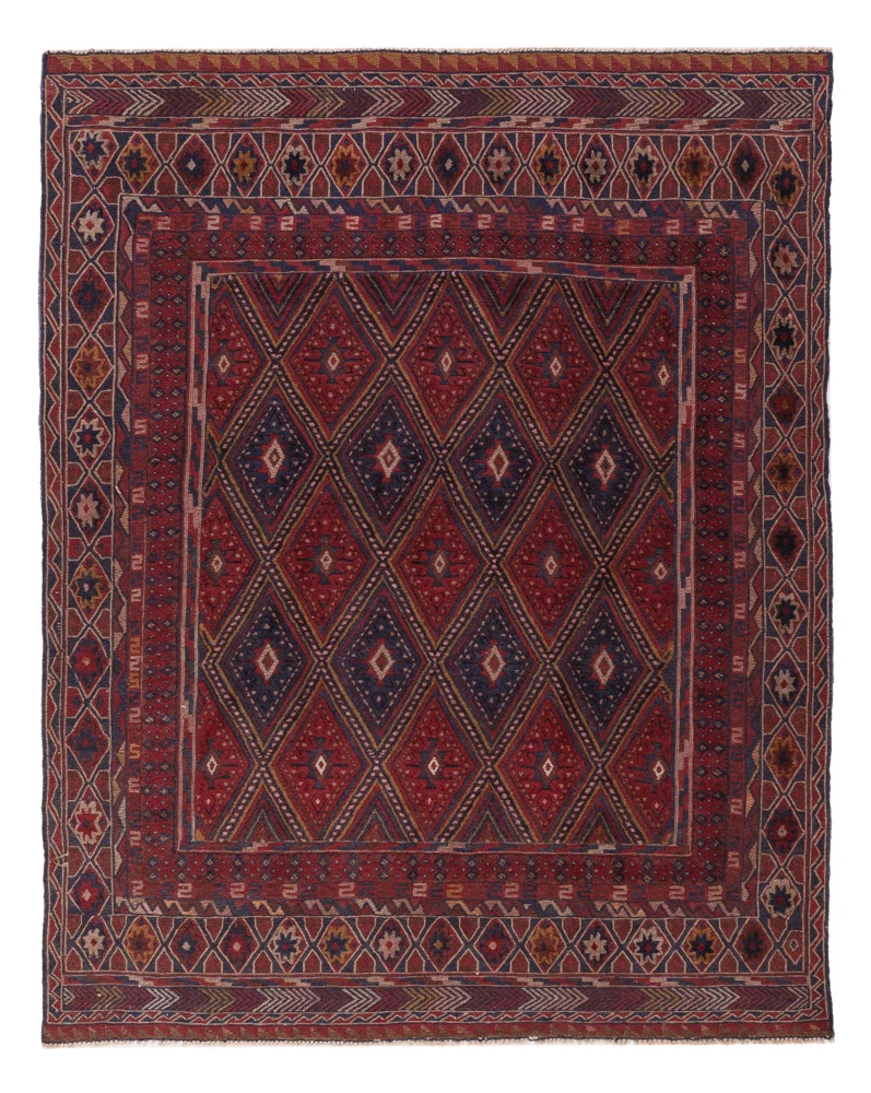 Tapete Kelim - Oriental - 187 x 145 cm - vermelho escuro