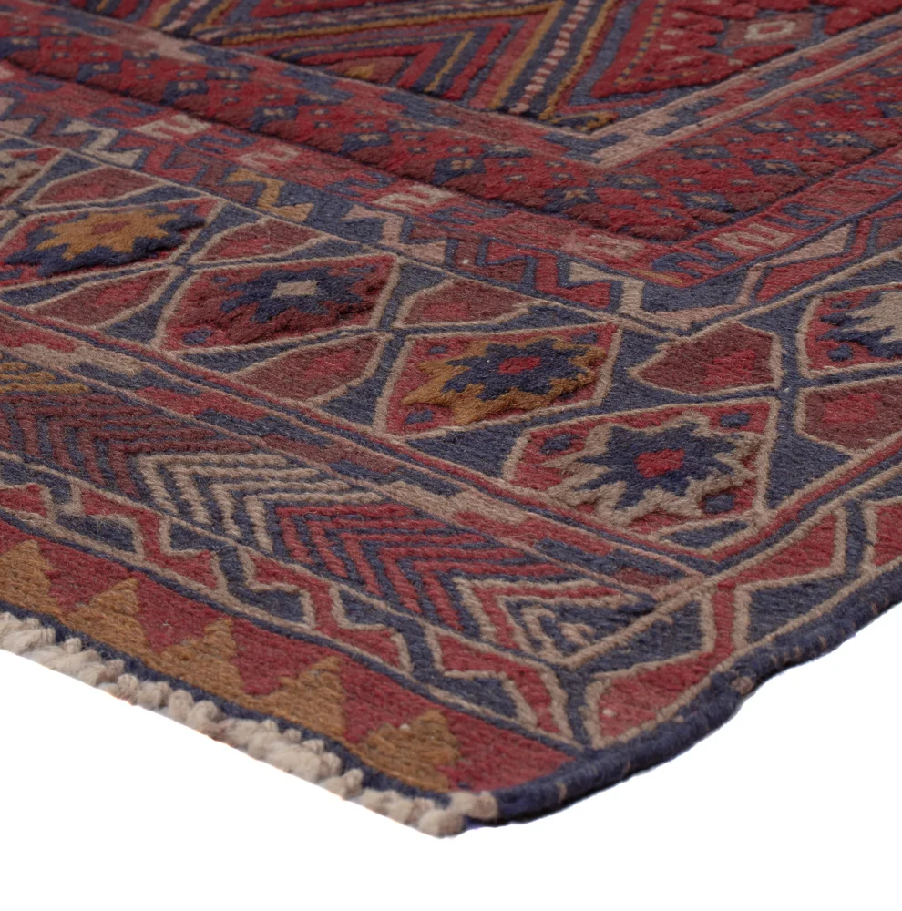 Tapete Kelim - Oriental - 187 x 145 cm - vermelho escuro