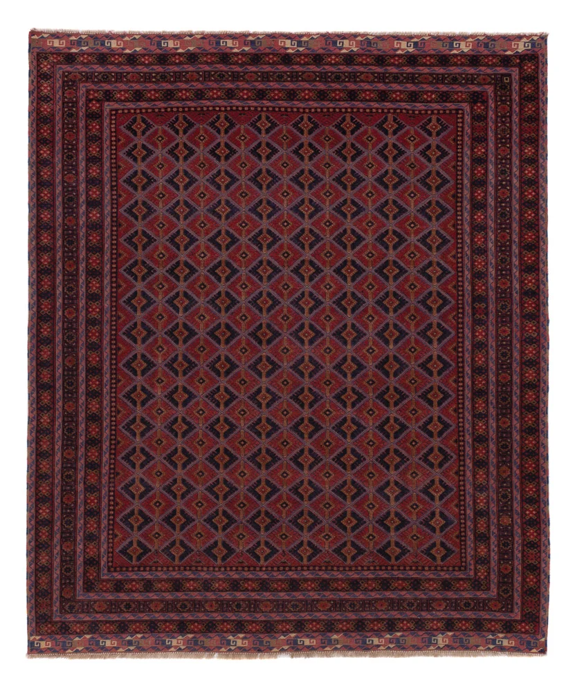 Tapete Kelim - Oriental - 193 x 158 cm - vermelho escuro