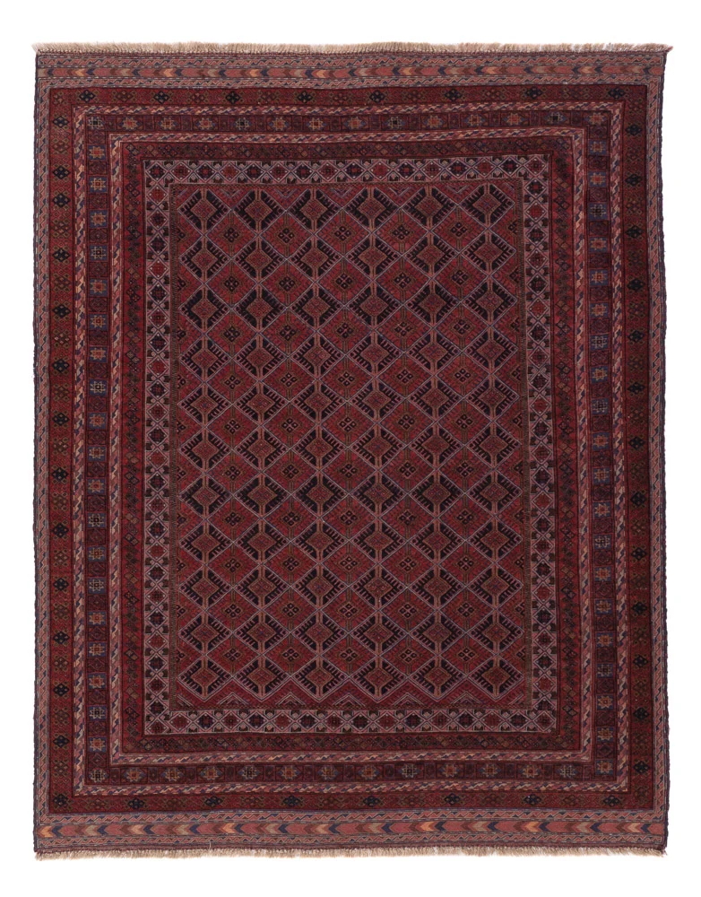 Tapete Kelim - Oriental - 196 x 159 cm - vermelho escuro