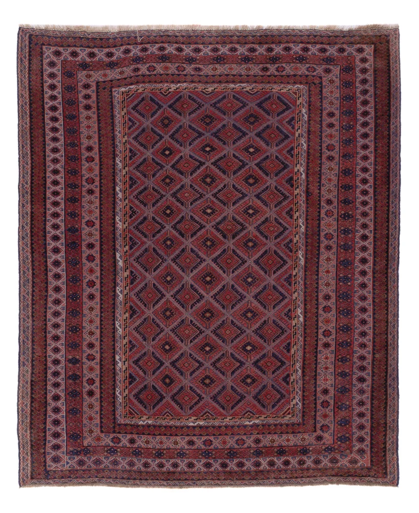 Tapete Kelim - Oriental - 197 x 156 cm - vermelho escuro