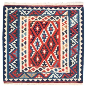 Tapete Kelim - Oriental praç - 102 x 100 cm - azul