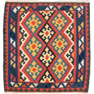 Tapete Kelim - Oriental praç - 102 x 101 cm - vermelho