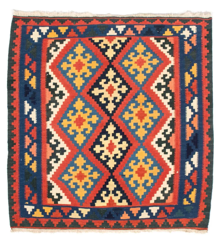 Tapete Kelim - Oriental praç - 102 x 101 cm - vermelho