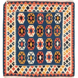 Tapete Kelim - Oriental praç - 103 x 100 cm - azul escuro