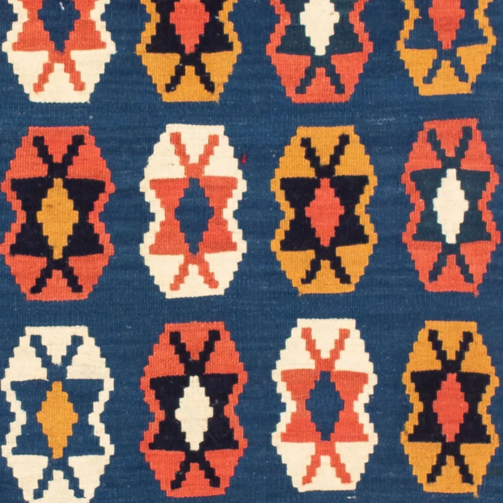 Tapete Kelim - Oriental praç - 103 x 100 cm - azul escuro