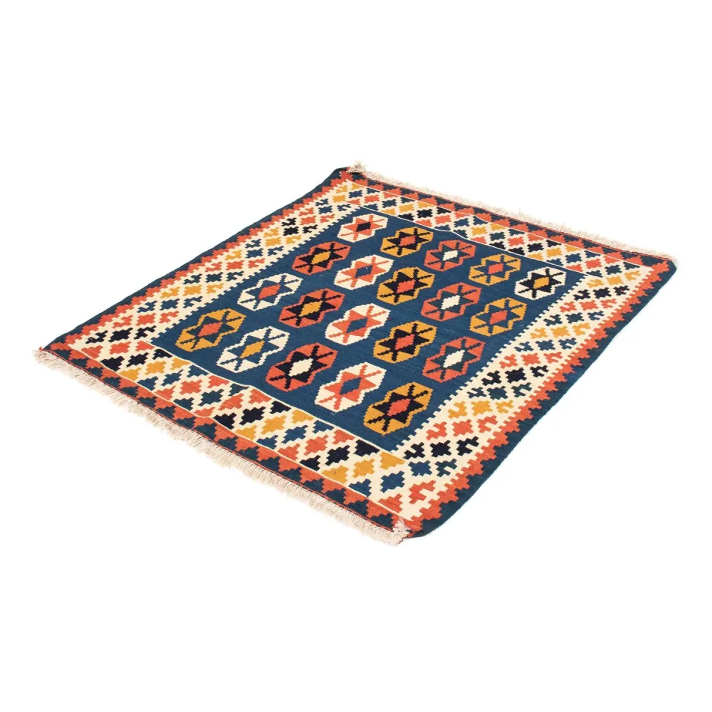 Tapete Kelim - Oriental praç - 103 x 100 cm - azul escuro