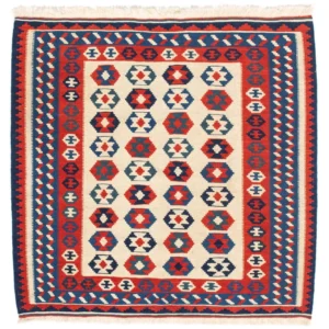 Tapete Kelim - Oriental praç - 103 x 103 cm - bege