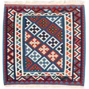 Tapete Kelim - Oriental praç - 104 x 101 cm - azul