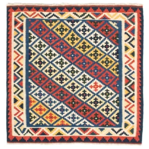 Tapete Kelim - Oriental praç - 104 x 102 cm - azul