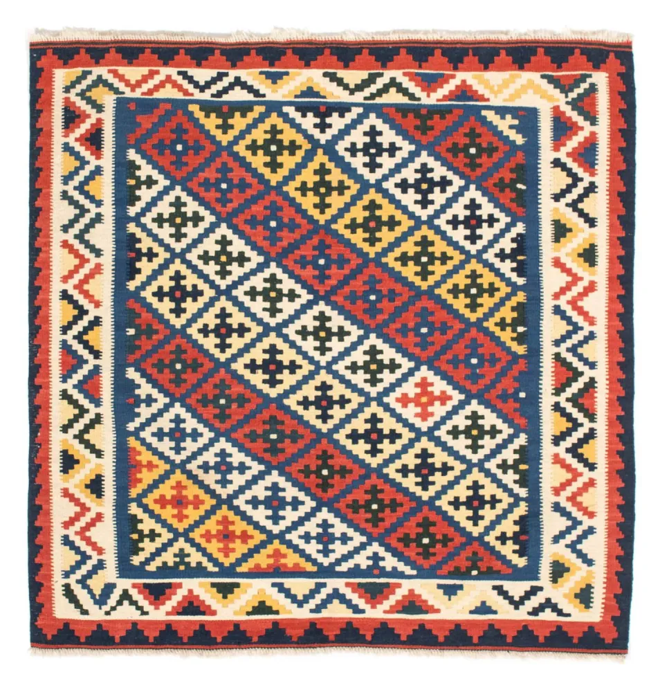 Tapete Kelim - Oriental praç - 104 x 102 cm - azul