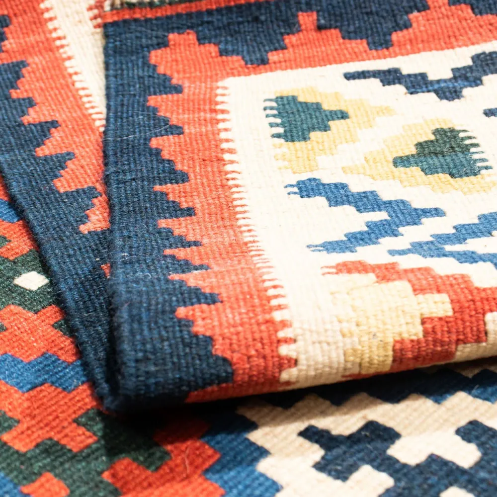 Tapete Kelim - Oriental praç - 104 x 102 cm - azul