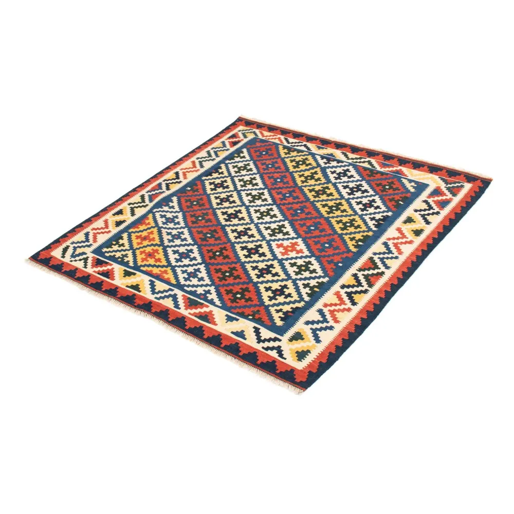 Tapete Kelim - Oriental praç - 104 x 102 cm - azul