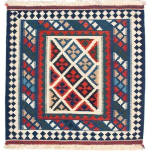 Tapete Kelim - Oriental praç - 104 x 103 cm - azul