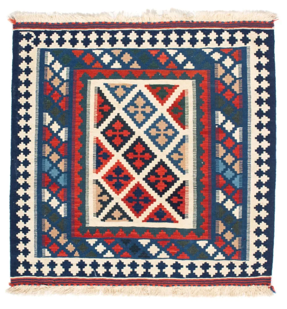 Tapete Kelim - Oriental praç - 104 x 103 cm - azul