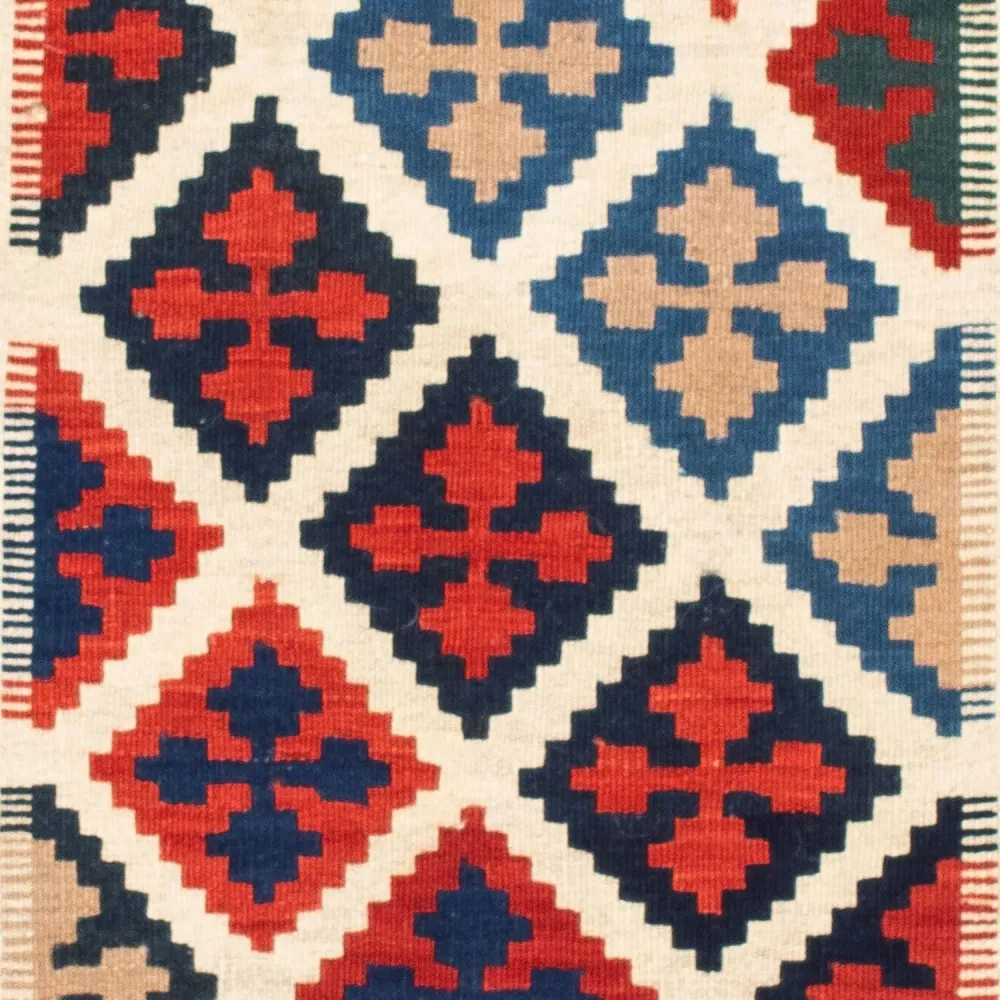 Tapete Kelim - Oriental praç - 104 x 103 cm - azul