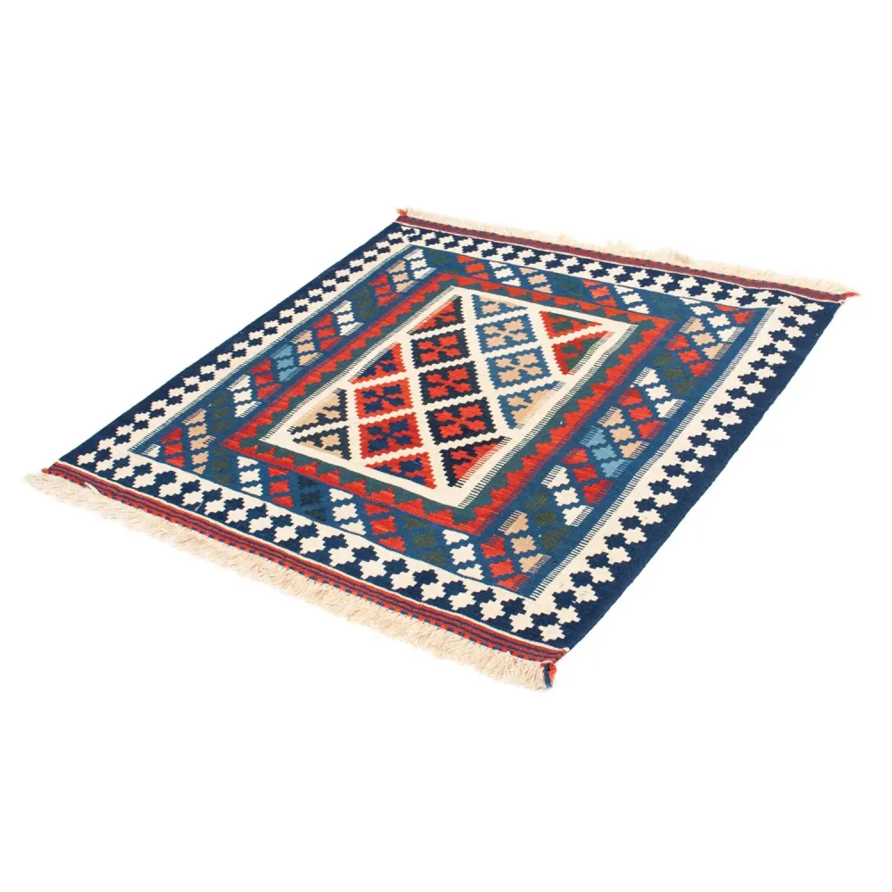 Tapete Kelim - Oriental praç - 104 x 103 cm - azul