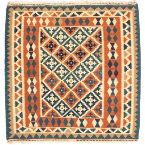 Tapete Kelim - Oriental praç - 105 x 103 cm - laranja