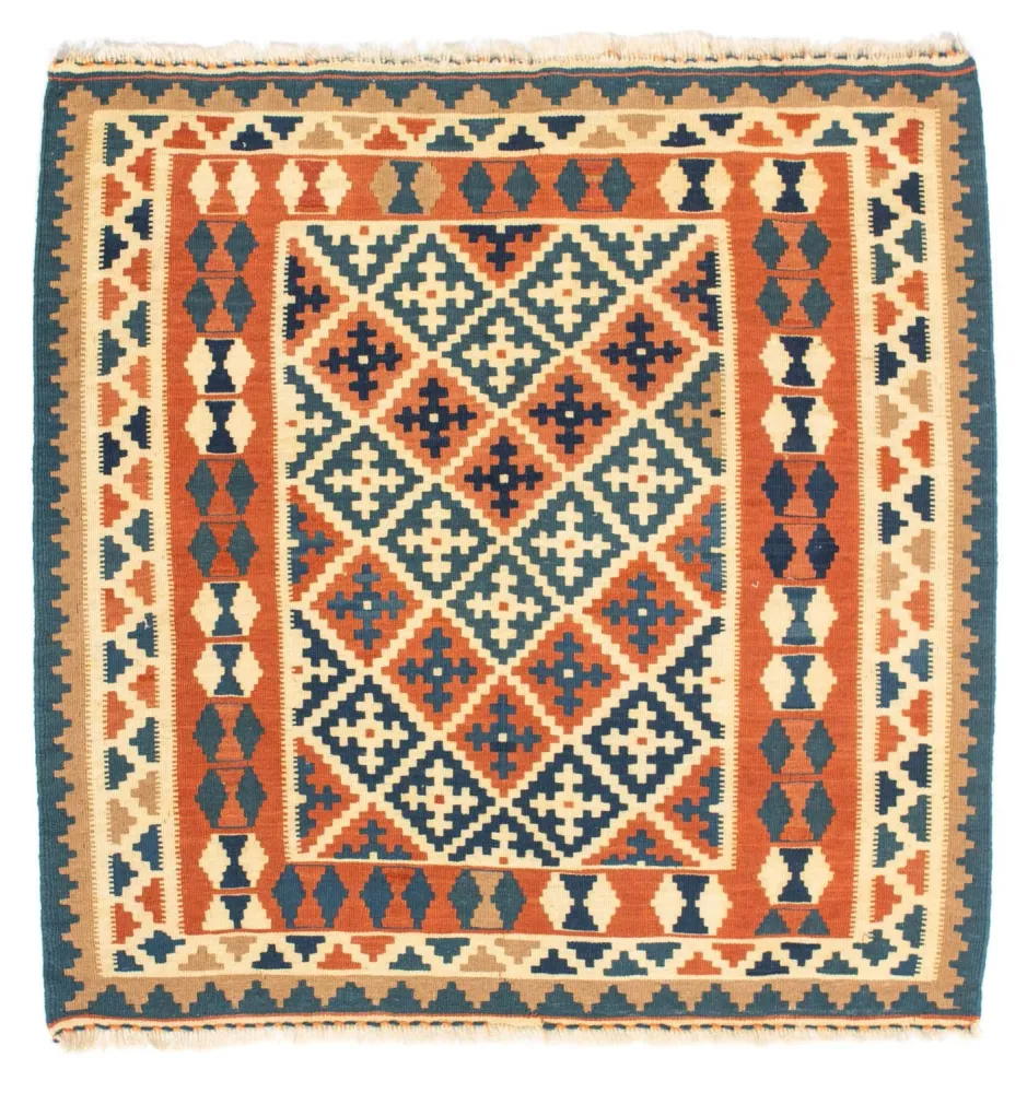 Tapete Kelim - Oriental praç - 105 x 103 cm - laranja
