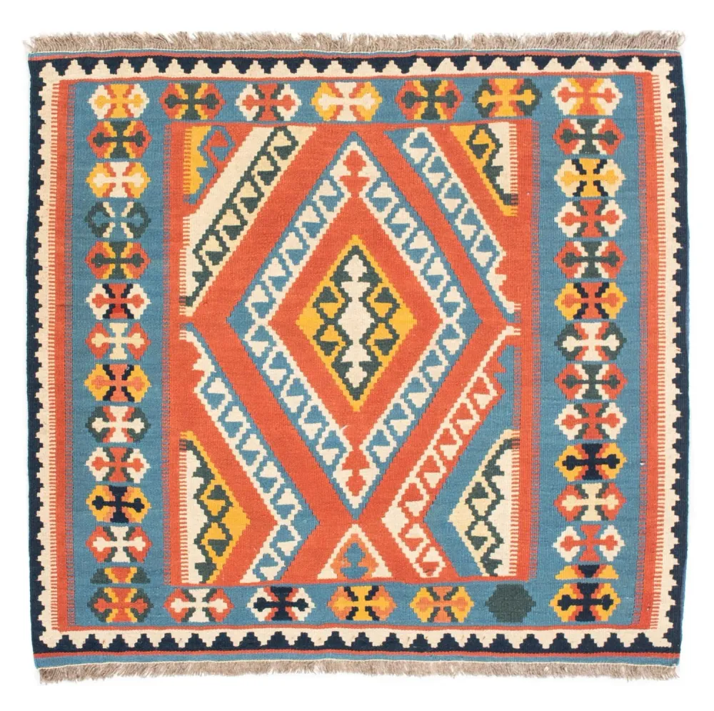 Tapete Kelim - Oriental praç - 107 x 100 cm - laranja