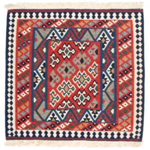 Tapete Kelim - Oriental praç - 108 x 101 cm - vermelho