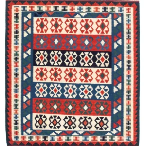Tapete Kelim - Oriental praç - 110 x 100 cm - azul