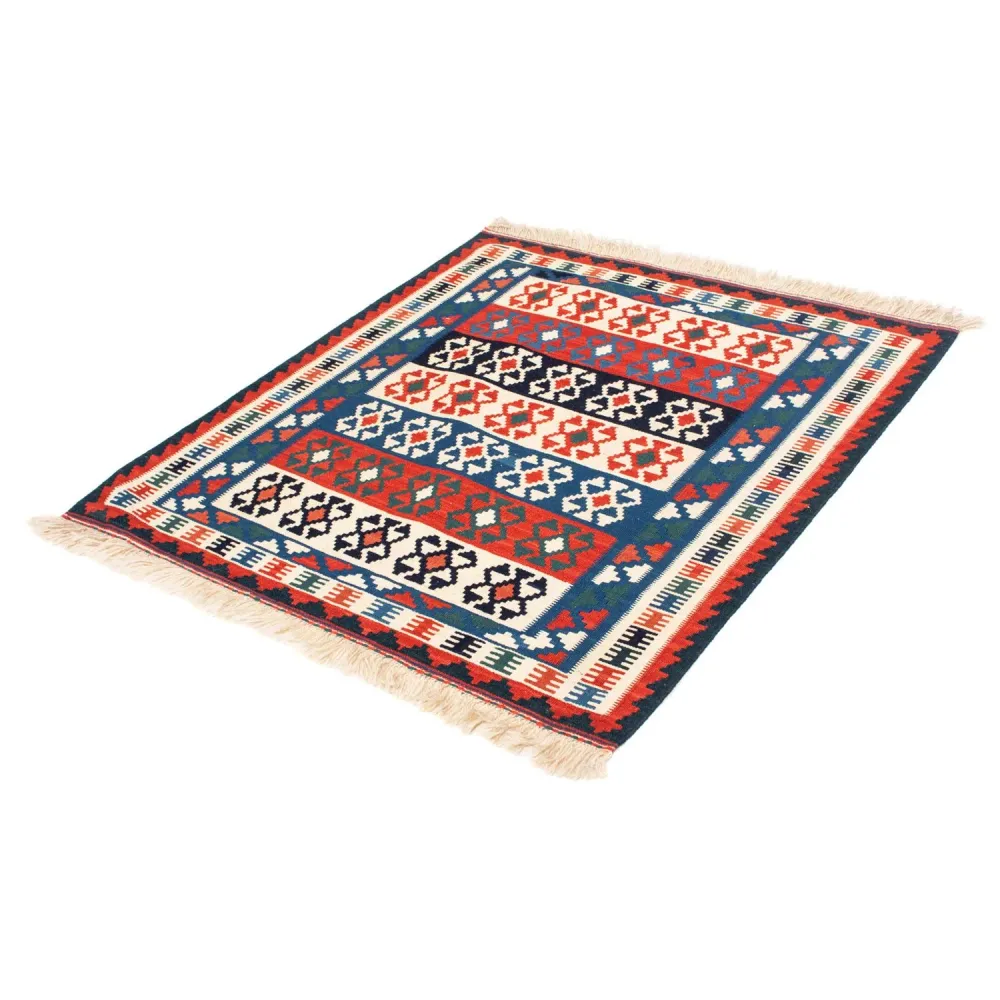 Tapete Kelim - Oriental praç - 110 x 100 cm - azul