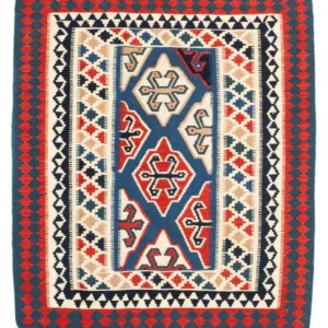 Tapete Kelim - Oriental praç - 125 x 110 cm - azul