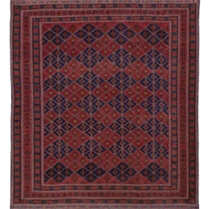 Tapete Kelim - Oriental praç - 178 x 160 cm - vermelho escuro