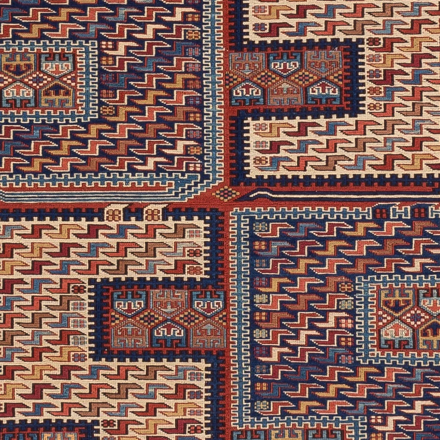 Tapete Kelim - Oriental - Soumak - 212 x 170 cm - multicolorido