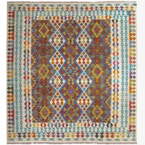 Tapete Kelim - Splash praç - 207 x 203 cm - multicolorido