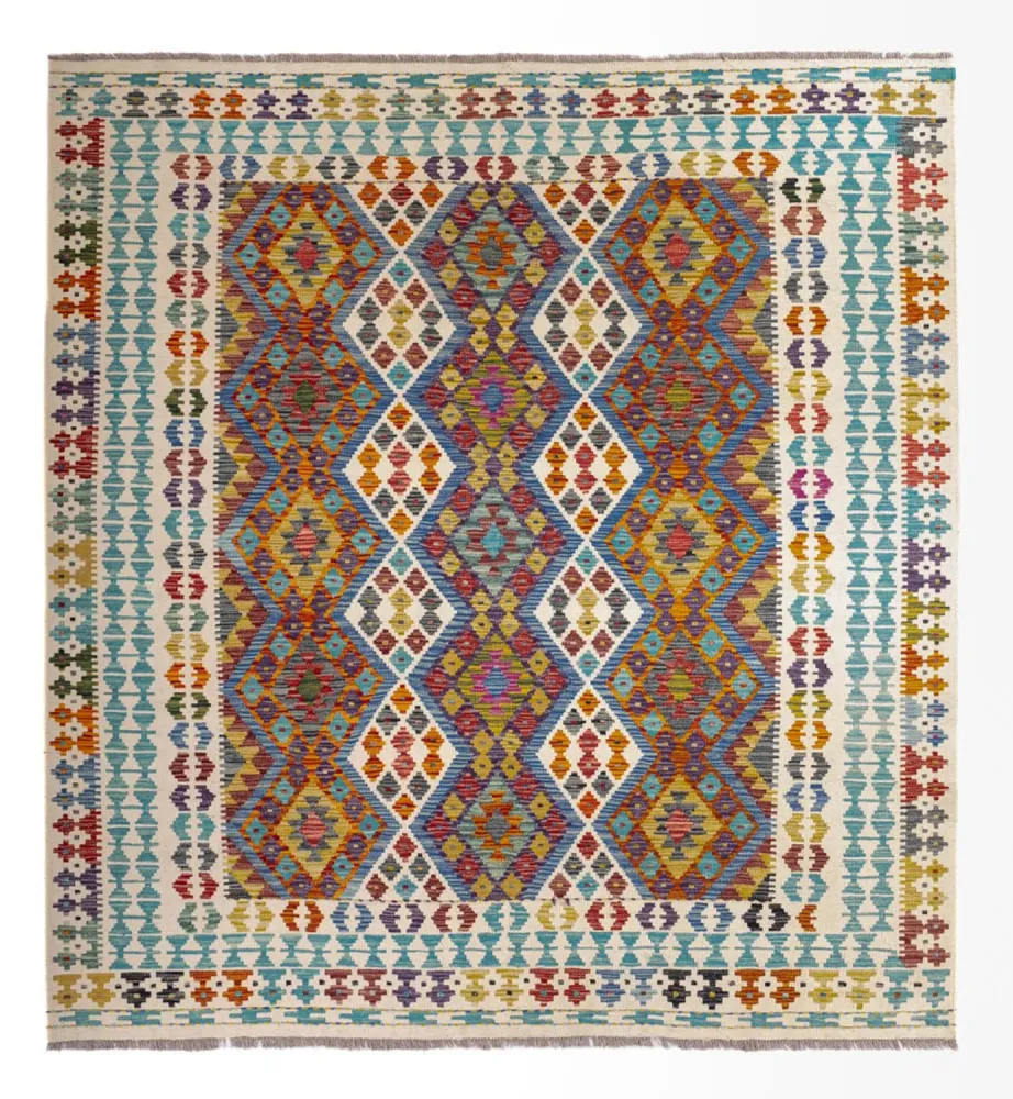 Tapete Kelim - Splash praç - 207 x 203 cm - multicolorido