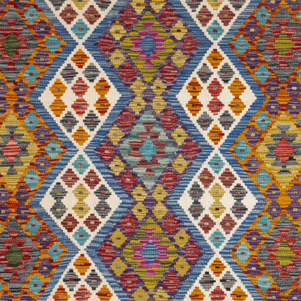 Tapete Kelim - Splash praç - 207 x 203 cm - multicolorido