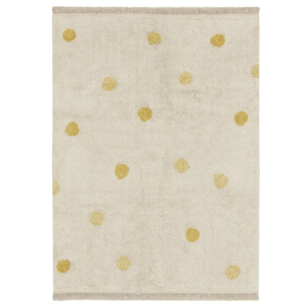 Tapete Lavável Hippy Bolinhas Natural - Mel 120 X 160 Cm