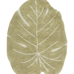 Tapete Lavável Mini Monstera Verde-oliva 75 X 100 Cm