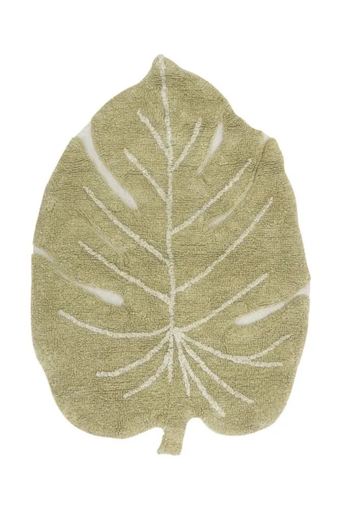 Tapete Lavável Mini Monstera Verde-oliva 75 X 100 Cm