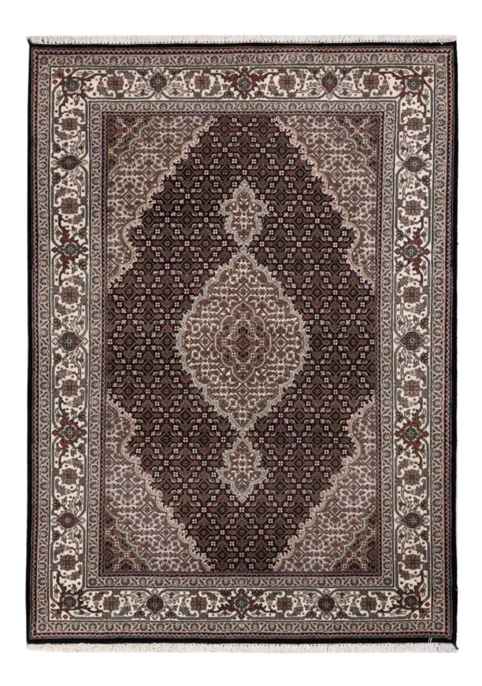Tapete Oriental - Tabriz - 196 x 141 cm - cinzento escuro