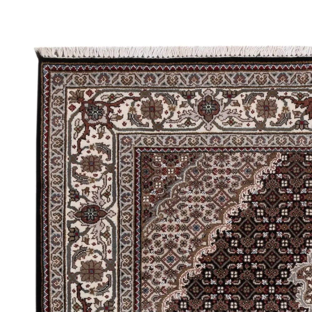 Tapete Oriental - Tabriz - 196 x 141 cm - cinzento escuro