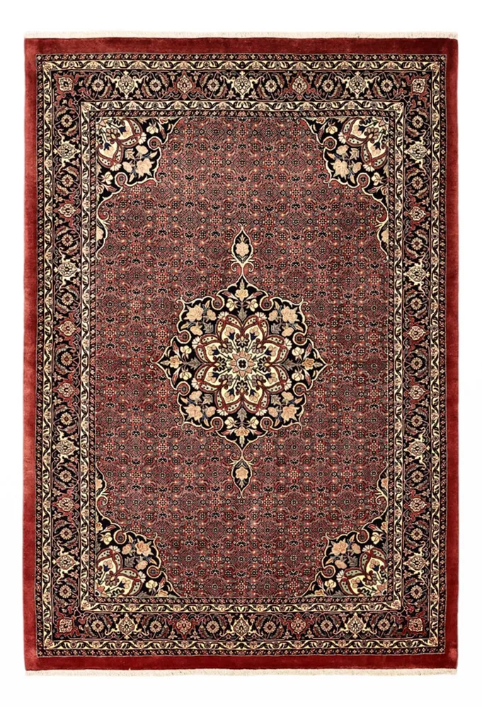 Tapete Persa - Bijar - Real - 198 x 139 cm - vermelho escuro