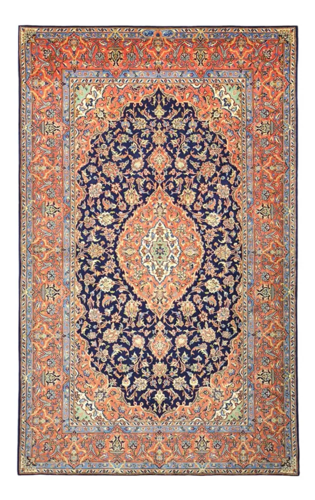 Tapete Persa - Bijar - Real - 220 x 136 cm - azul escuro